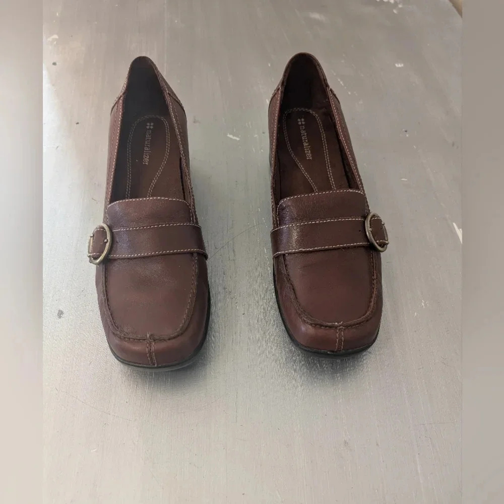 Womens  Naturalizer Brown Leather Bit Style Accent Loafer Shoes Sz 8.5M